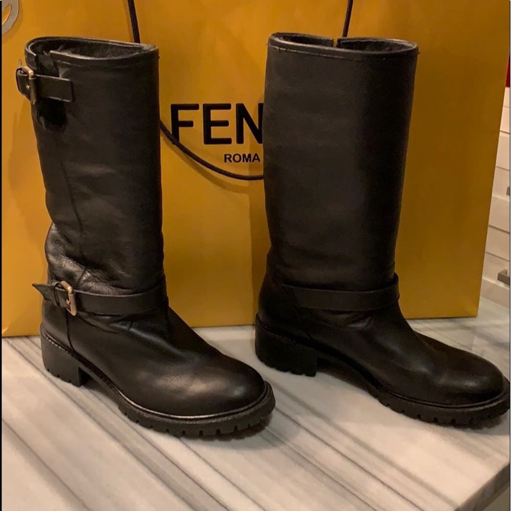 Authentic Fendi Fur Lined Biker Boots